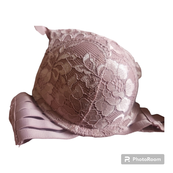 LA SENZA Mauve Lavender Lace Double Push Up Bra - Size 30A, XXS - Picture 4 of 4